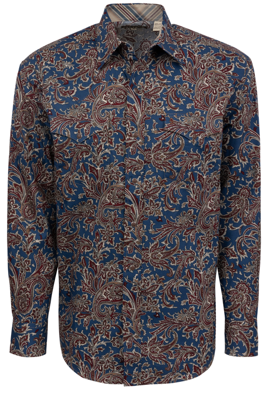 Stetson Men's Vintage Paisley Snap Front Shirt - Blue