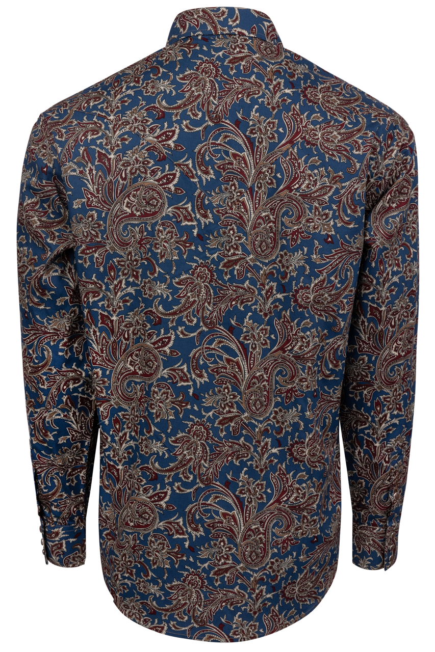 Stetson Men's Vintage Paisley Snap Front Shirt - Blue