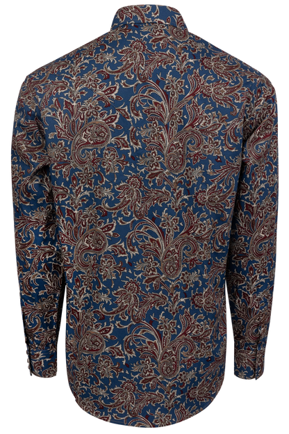 Stetson Men's Vintage Paisley Snap Front Shirt - Blue