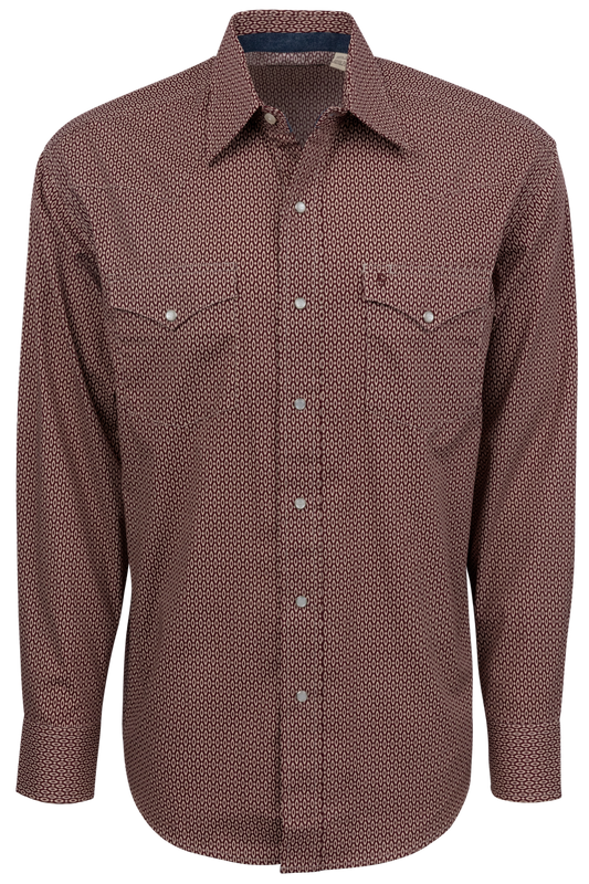 Stetson Men's Geometric Snap Front Shirt - Ruby