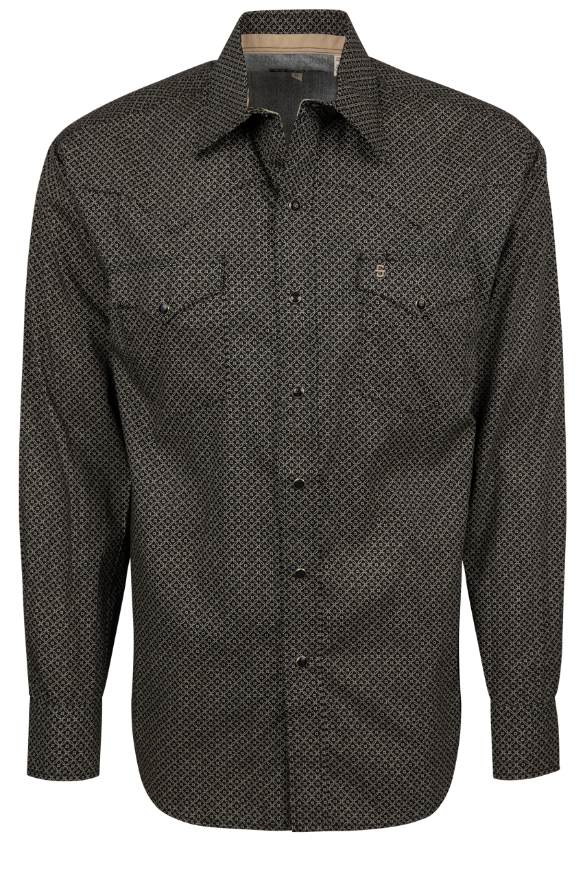 Stetson Men's Snap Front Shirt - Printed Black