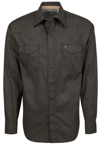Stetson Men's Snap Front Shirt - Printed Black