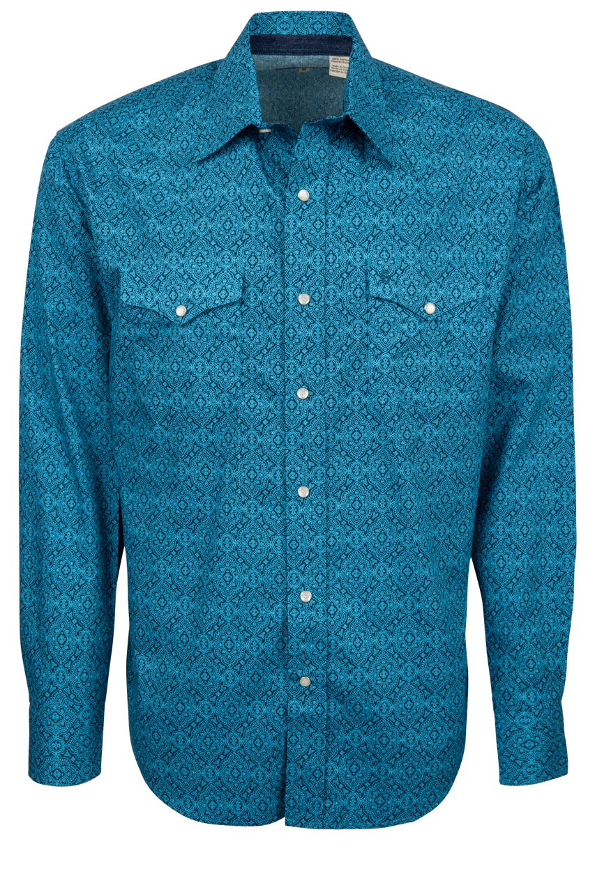 Stetson Men's Medallion Snap Front Shirt - Teal