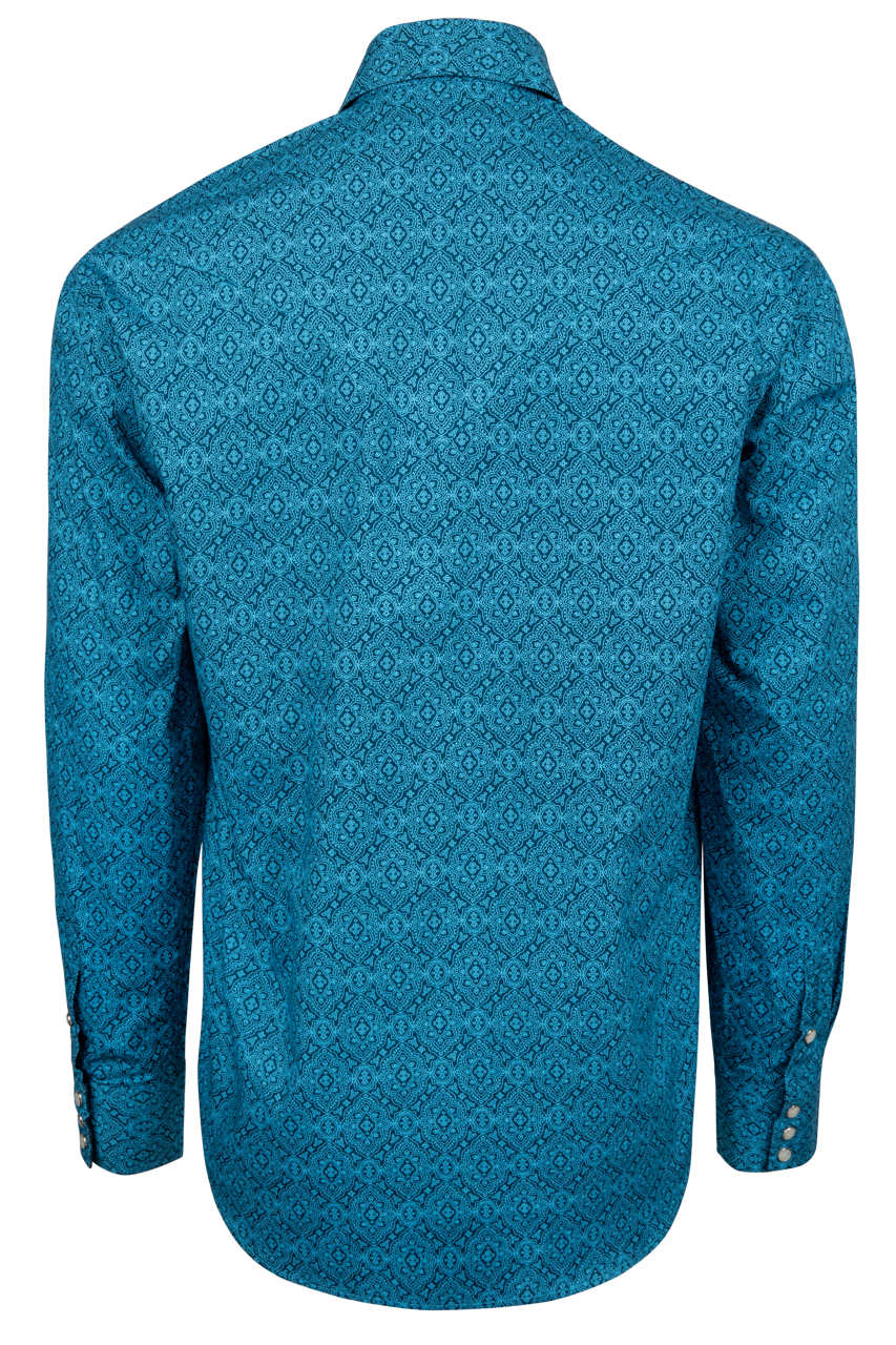 Stetson Men's Medallion Snap Front Shirt - Teal