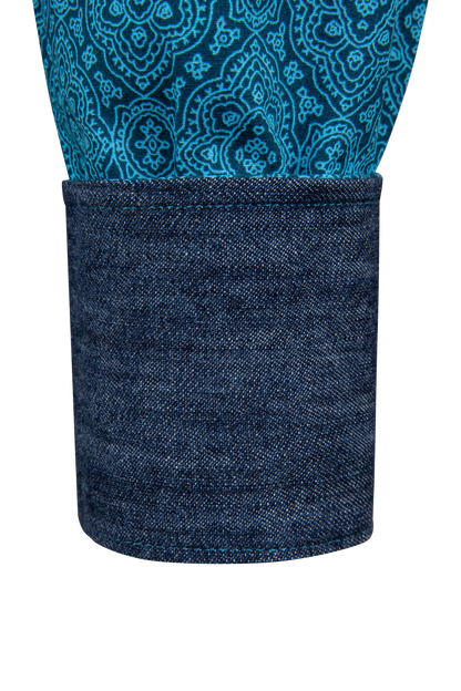 Stetson Men's Medallion Snap Front Shirt - Teal