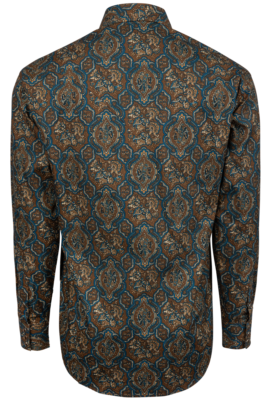 Stetson Men's Medallion Paisley Snap Front Shirt - Brown