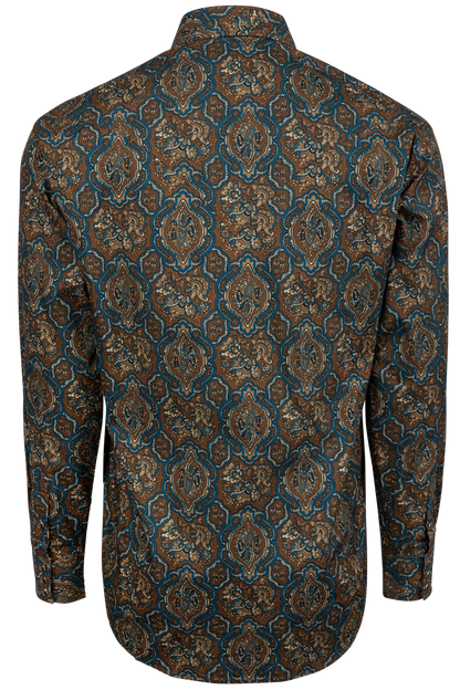 Stetson Men's Medallion Paisley Snap Front Shirt - Brown