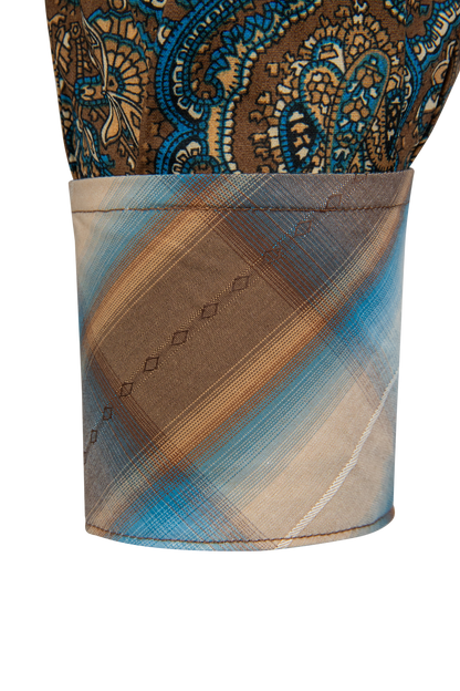 Stetson Men's Medallion Paisley Snap Front Shirt - Brown