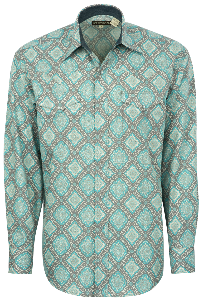 Stetson Men's Snap Front Shirt - Turquoise Medallion