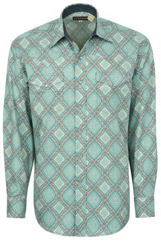 Stetson Men's Snap Front Shirt - Turquoise Medallion