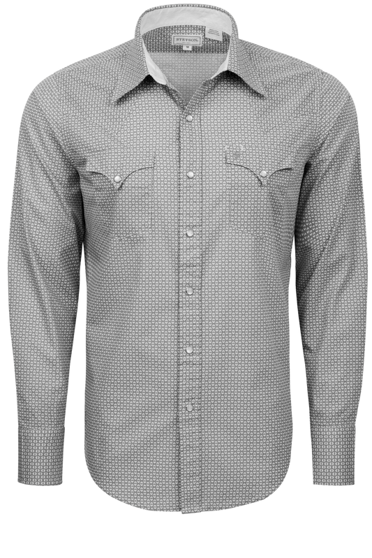 Stetson Men's Snap Front Shirt - Geometric Gray