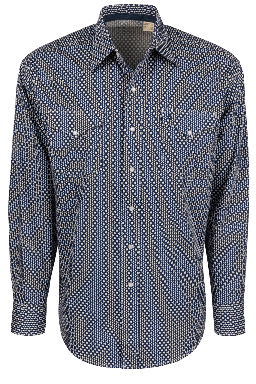 Stetson Men's Snap Front Shirt - Denim Diamonds