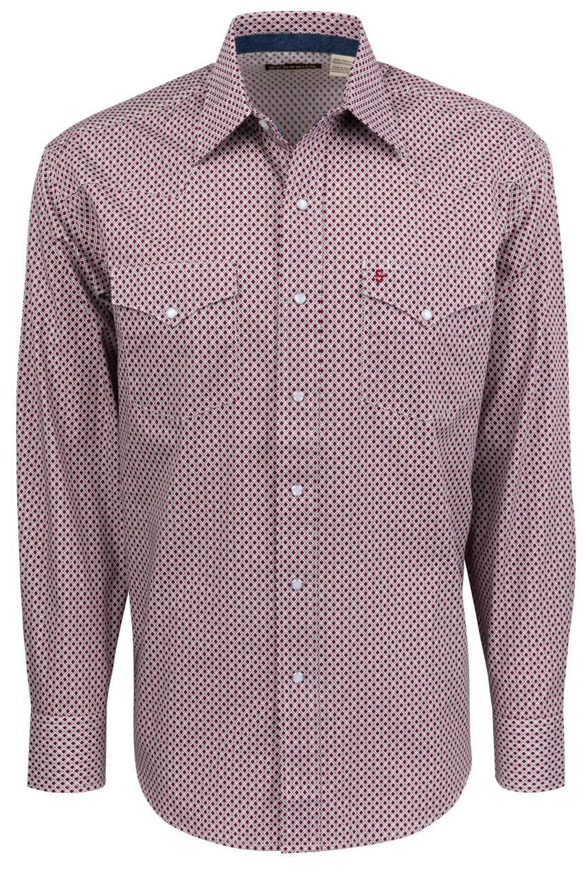 Stetson Men's Geometric Snap Front Shirt - Wine