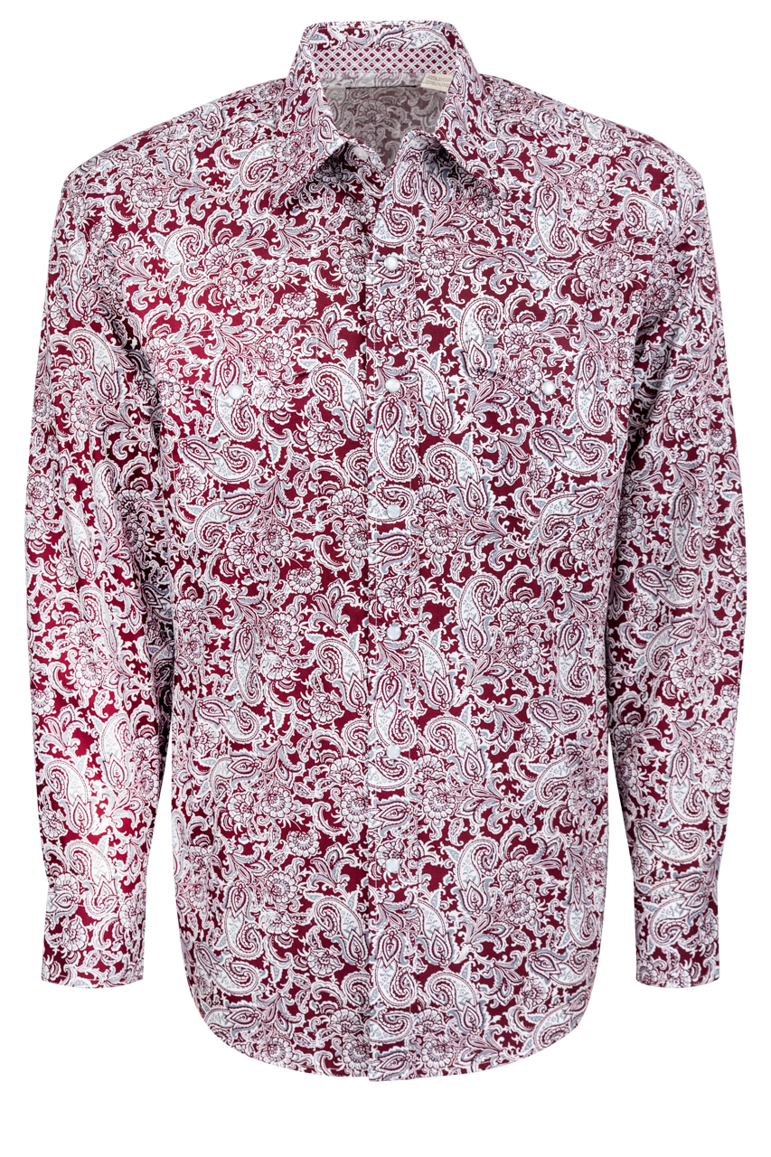 Stetson Men's Paisley Snap Front Shirt - Wine