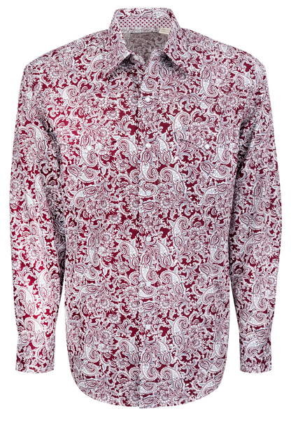 Stetson Men's Paisley Snap Front Shirt - Wine