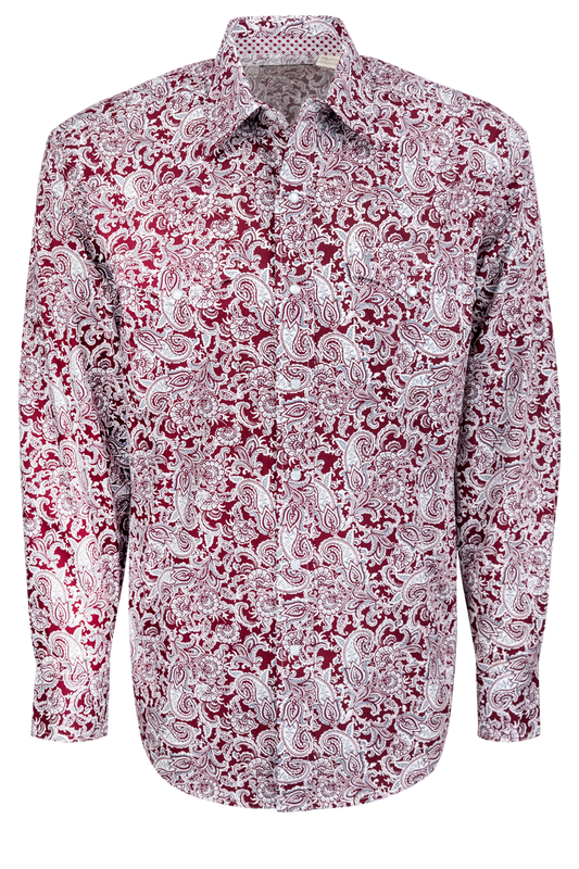 Stetson Men's Paisley Snap Front Shirt - Wine