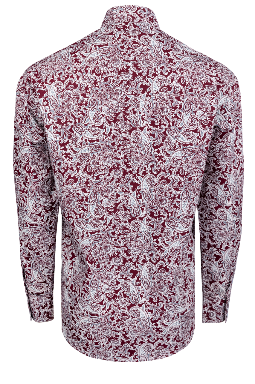 Stetson Men's Paisley Snap Front Shirt - Wine