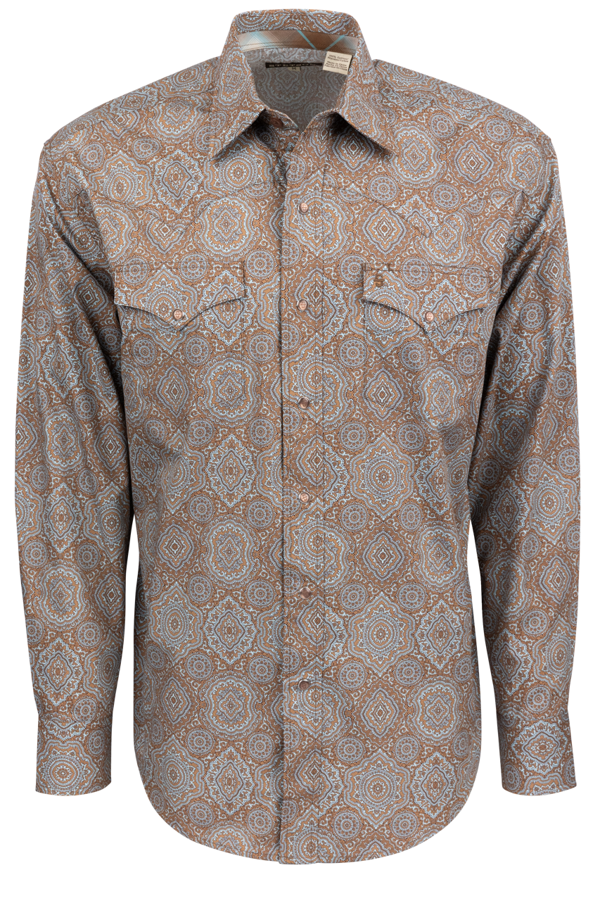 Stetson Men's Paisley Snap Front Shirt - Victorian Brown