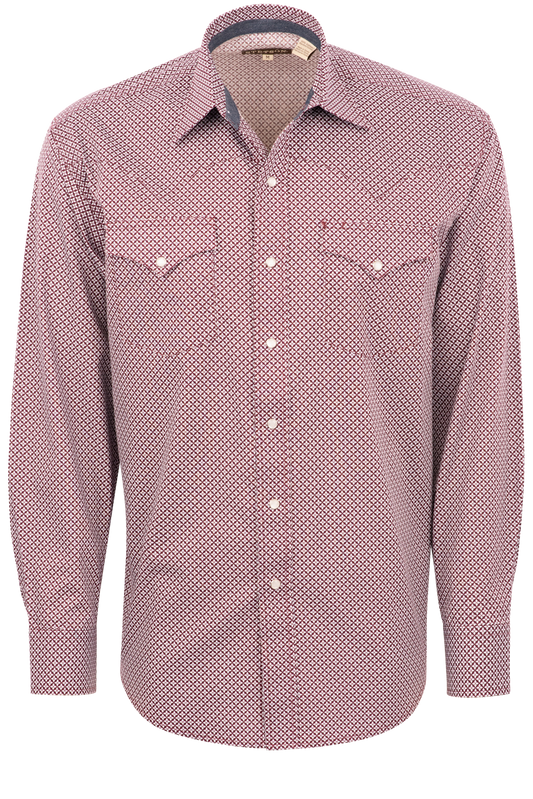 Stetson Men's Geometric Pearl Snap Shirt - Burgundy