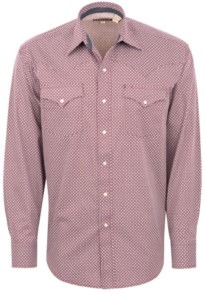 Stetson Men's Geometric Pearl Snap Shirt - Burgundy
