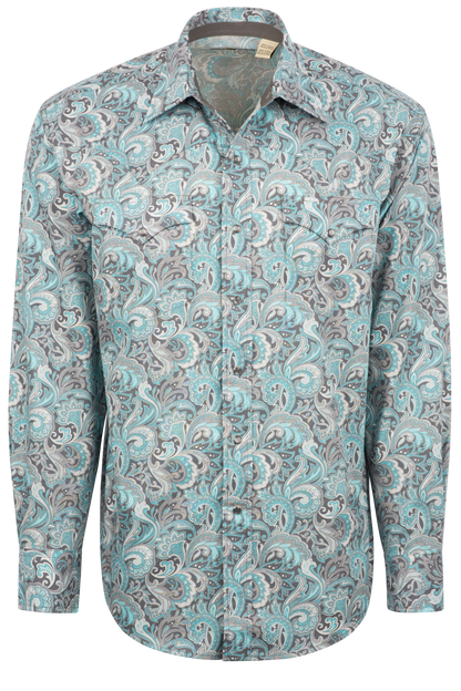 Stetson Men's Paisley Print Pearl Snap Shirt - Sage