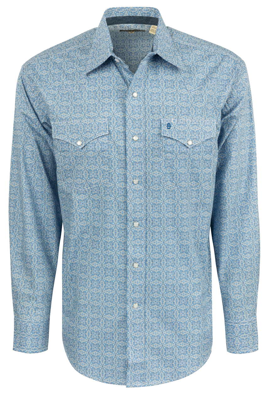 Stetson Men's Medallion Snap Front Shirt - Blue