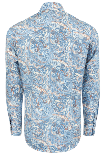 Stetson Men's Sunrise Paisley Snap Front Shirt - Blue Multi