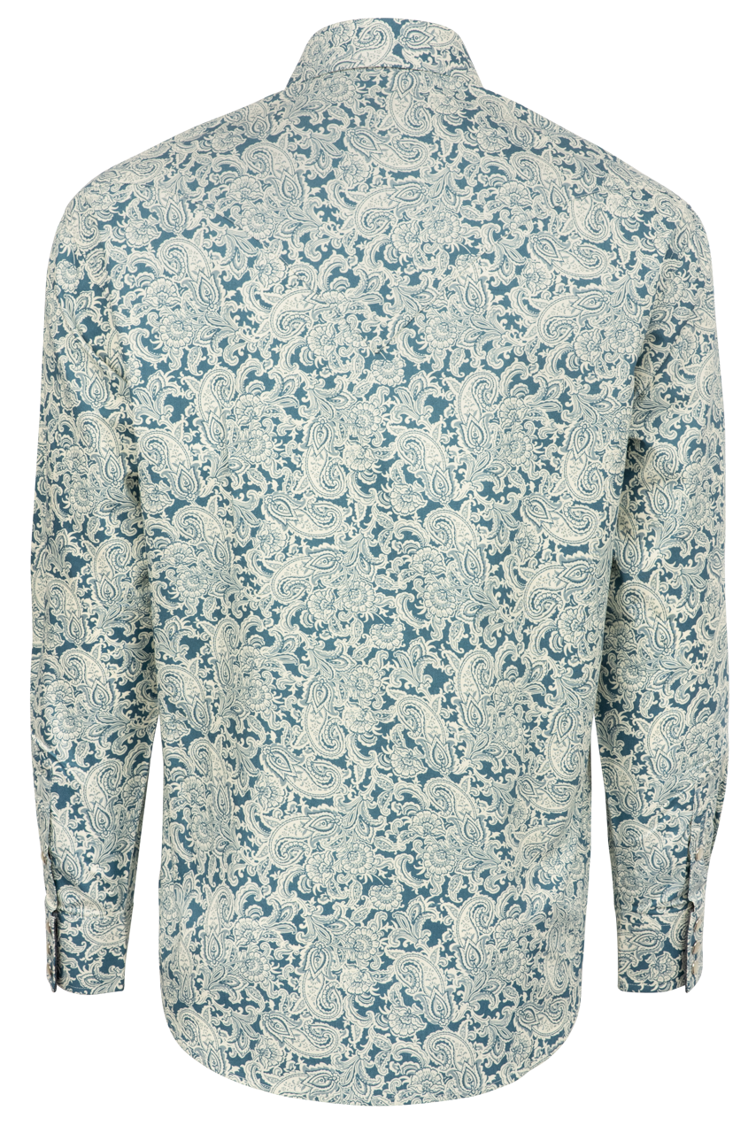 Stetson Men's Tonal Paisley Snap Front Shirt - Blue