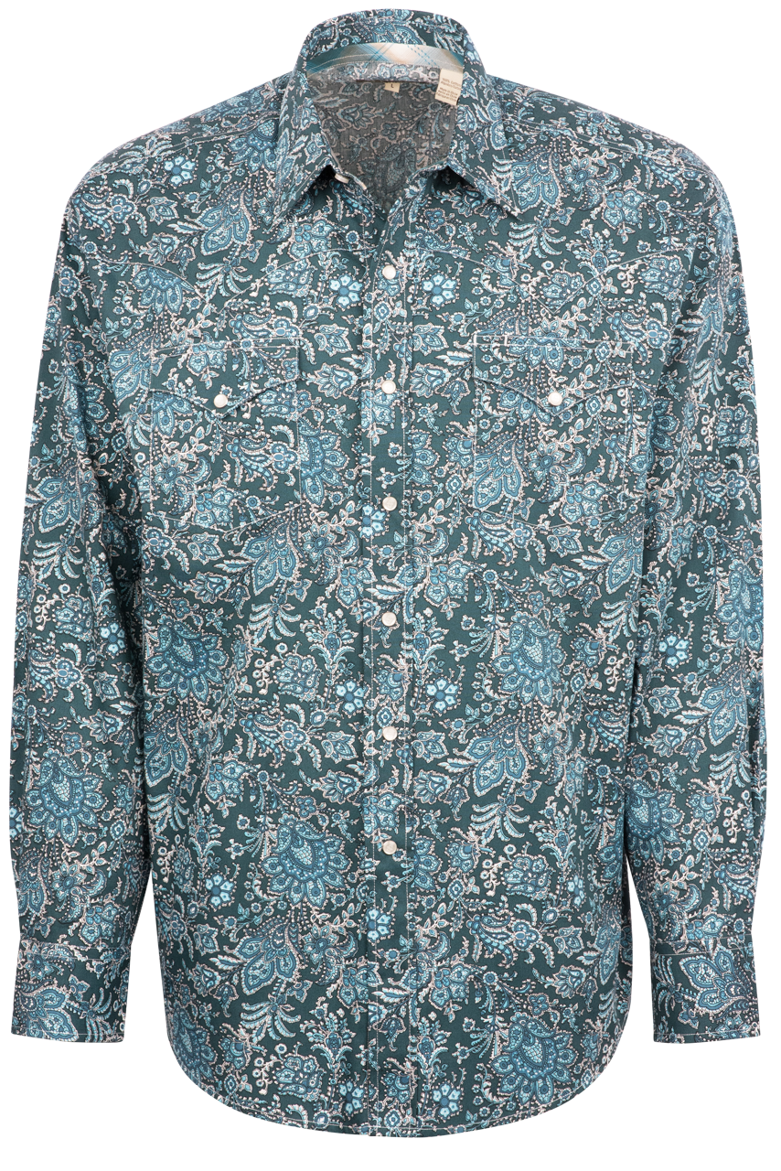 Stetson Men's Paisley Pearl Snap Shirt - Forest