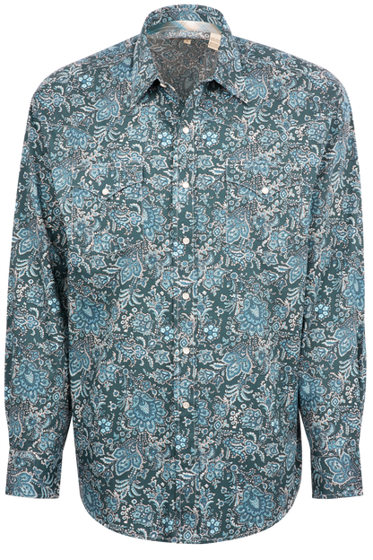 Stetson Men's Paisley Pearl Snap Shirt - Forest