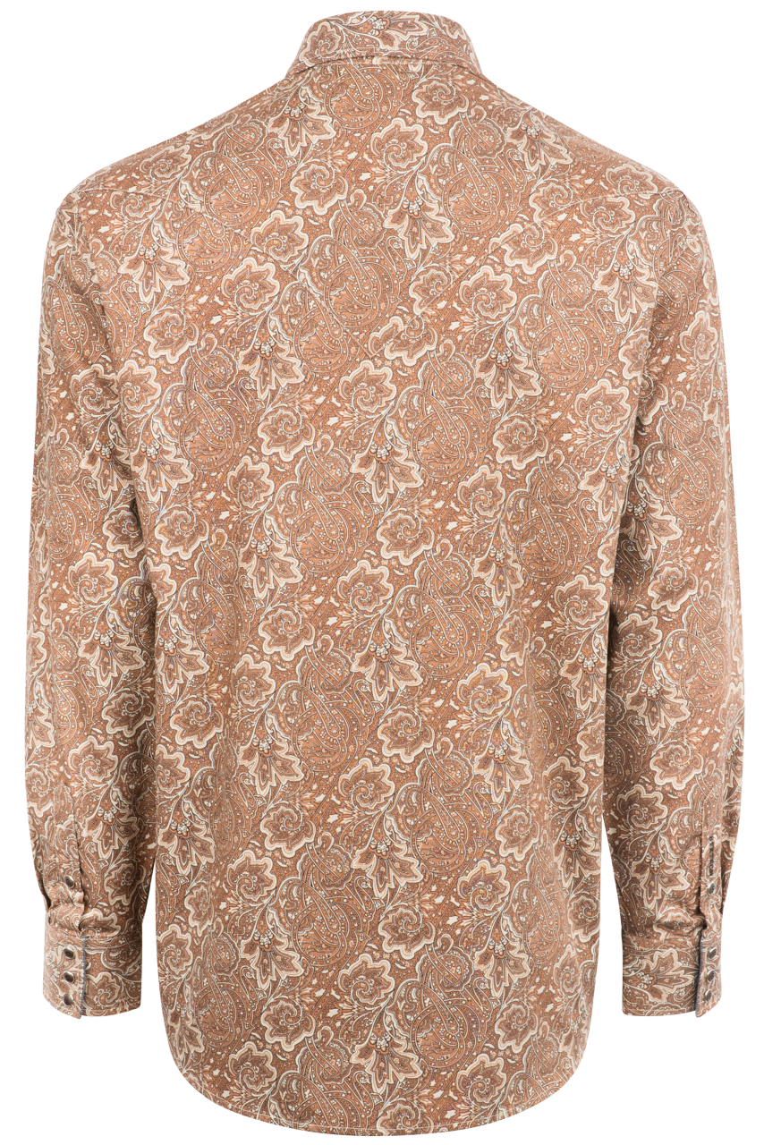 Stetson Men's Paisley Print Snap Front Shirt - Brown