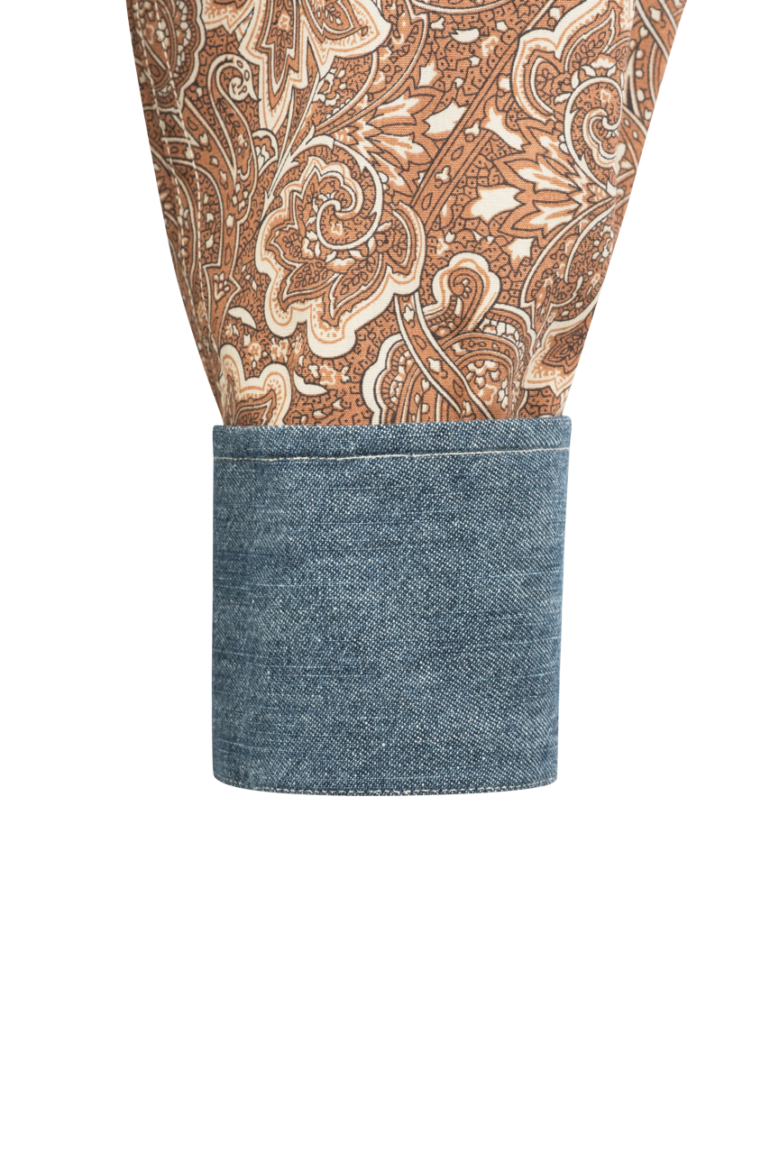 Stetson Men's Paisley Print Snap Front Shirt - Brown