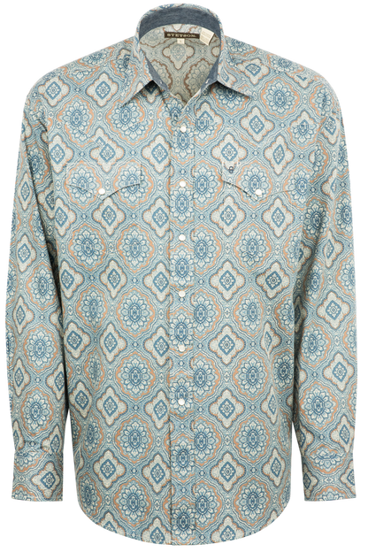 Stetson Men's Sierra Paisley Pearl Snap Shirt - Blue