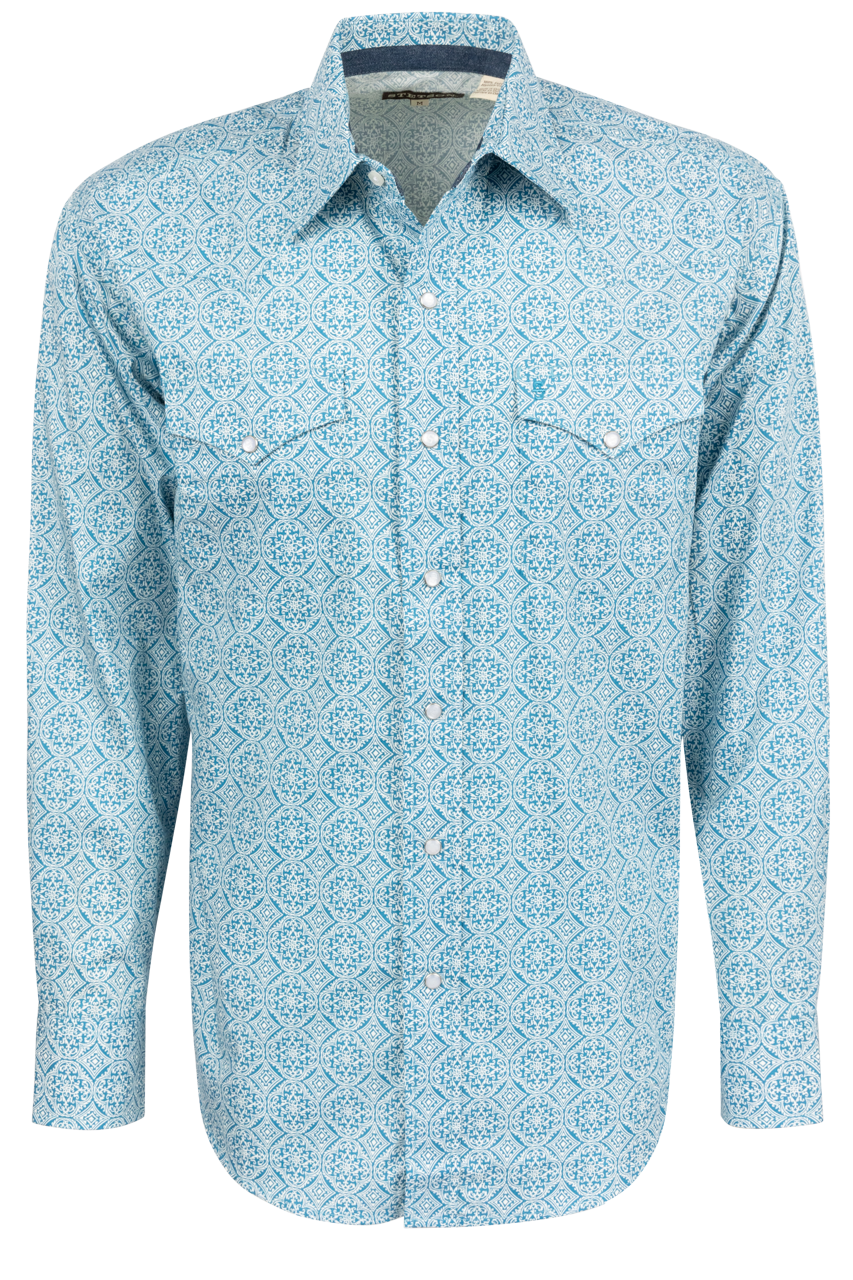Stetson Men's Medallion Snap Front Shirt - Teal