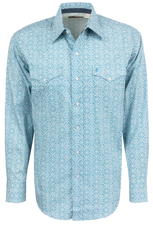 Stetson Men's Medallion Snap Front Shirt - Teal