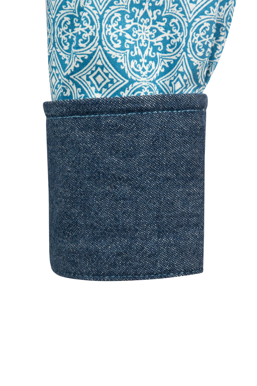 Stetson Men's Medallion Snap Front Shirt - Teal