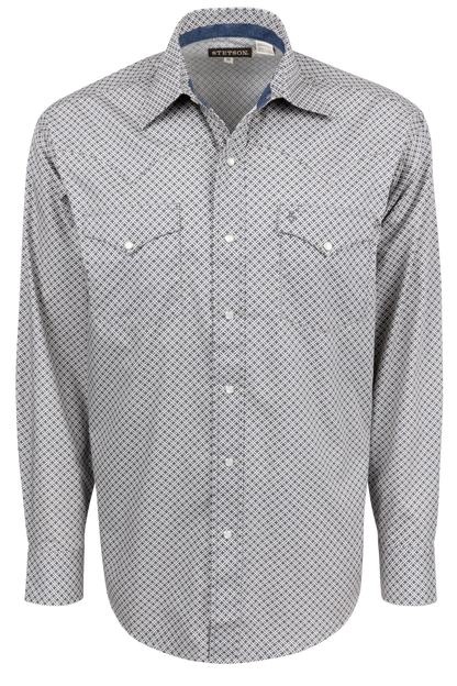 Stetson Men's Snap Front Shirt - Gray Geometric