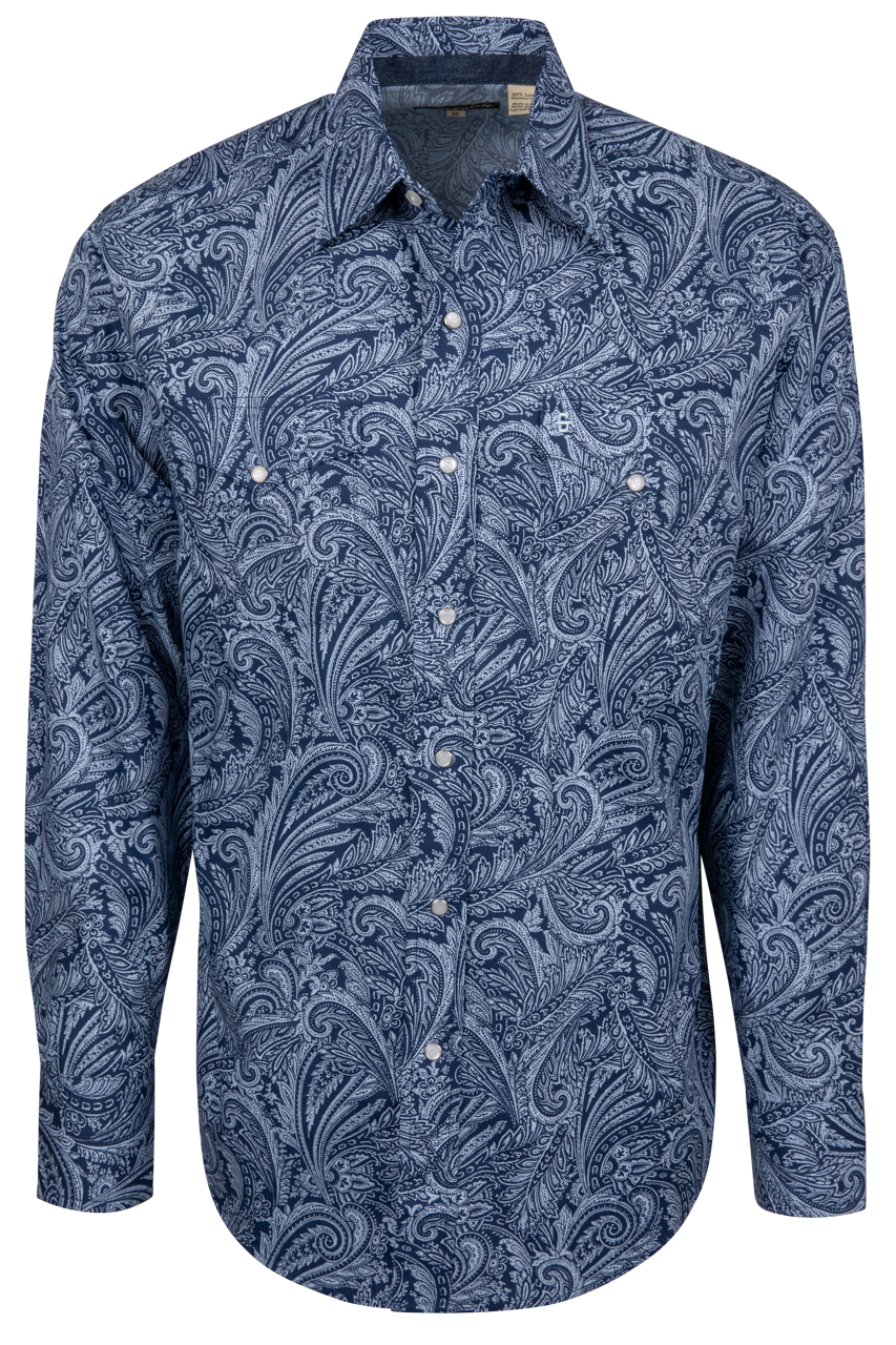 Stetson Men's Paisley Snap Front Shirt - Indigo