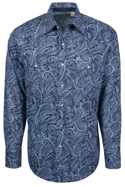 Stetson Men's Paisley Snap Front Shirt - Indigo