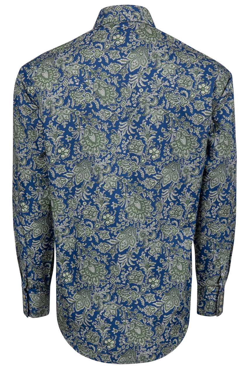 Mens Stetson Blue Paisley Snap Shirt