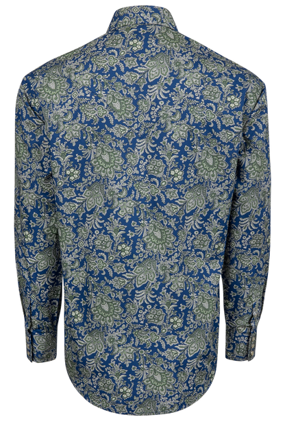 Stetson Men's Paisley Snap Front Shirt - Blue Moss