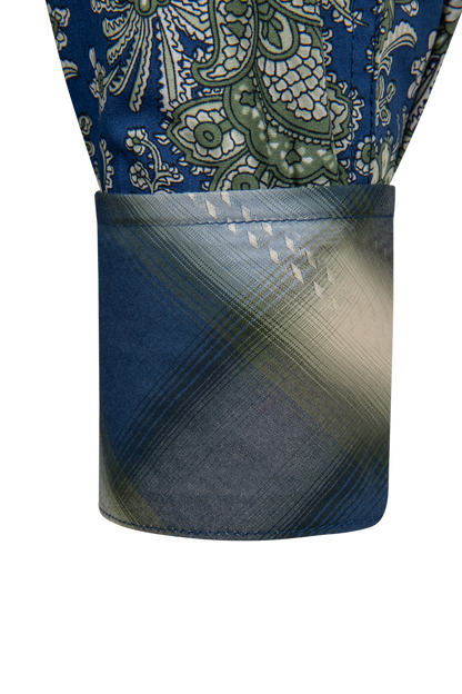 Stetson Men's Paisley Snap Front Shirt - Blue Moss