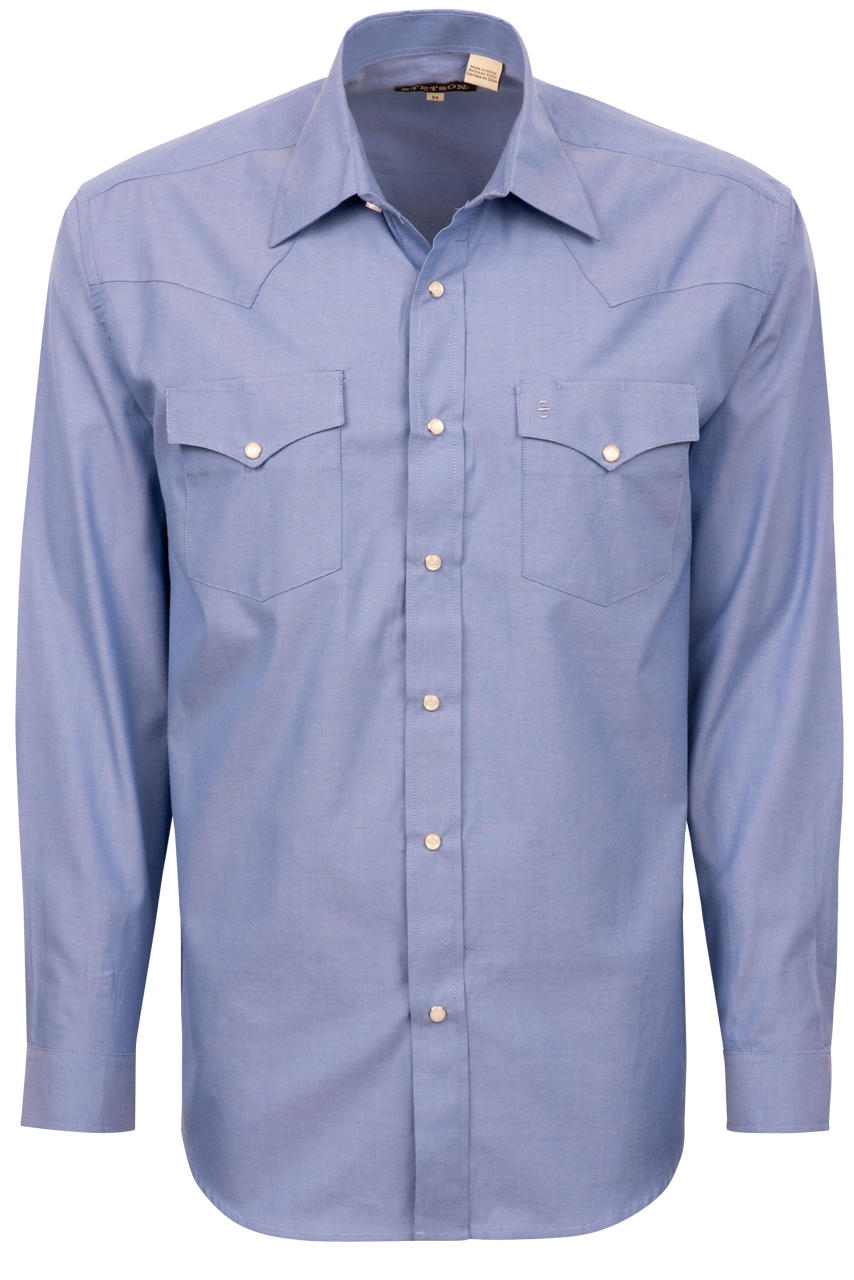 Stetson Men's Snap Front Shirt - Oxford Blue