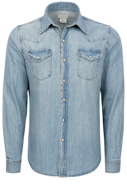 Stetson Men's Snap Front Shirt - Light Denim