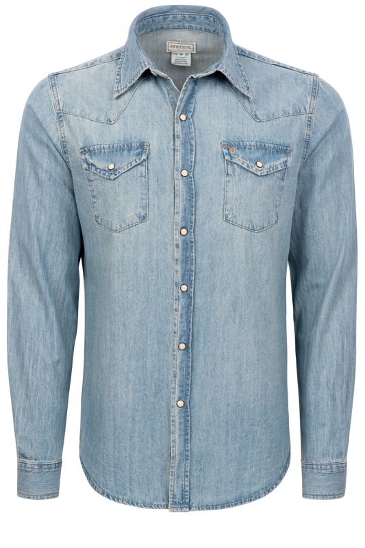 Stetson Men's Snap Front Shirt - Light Denim