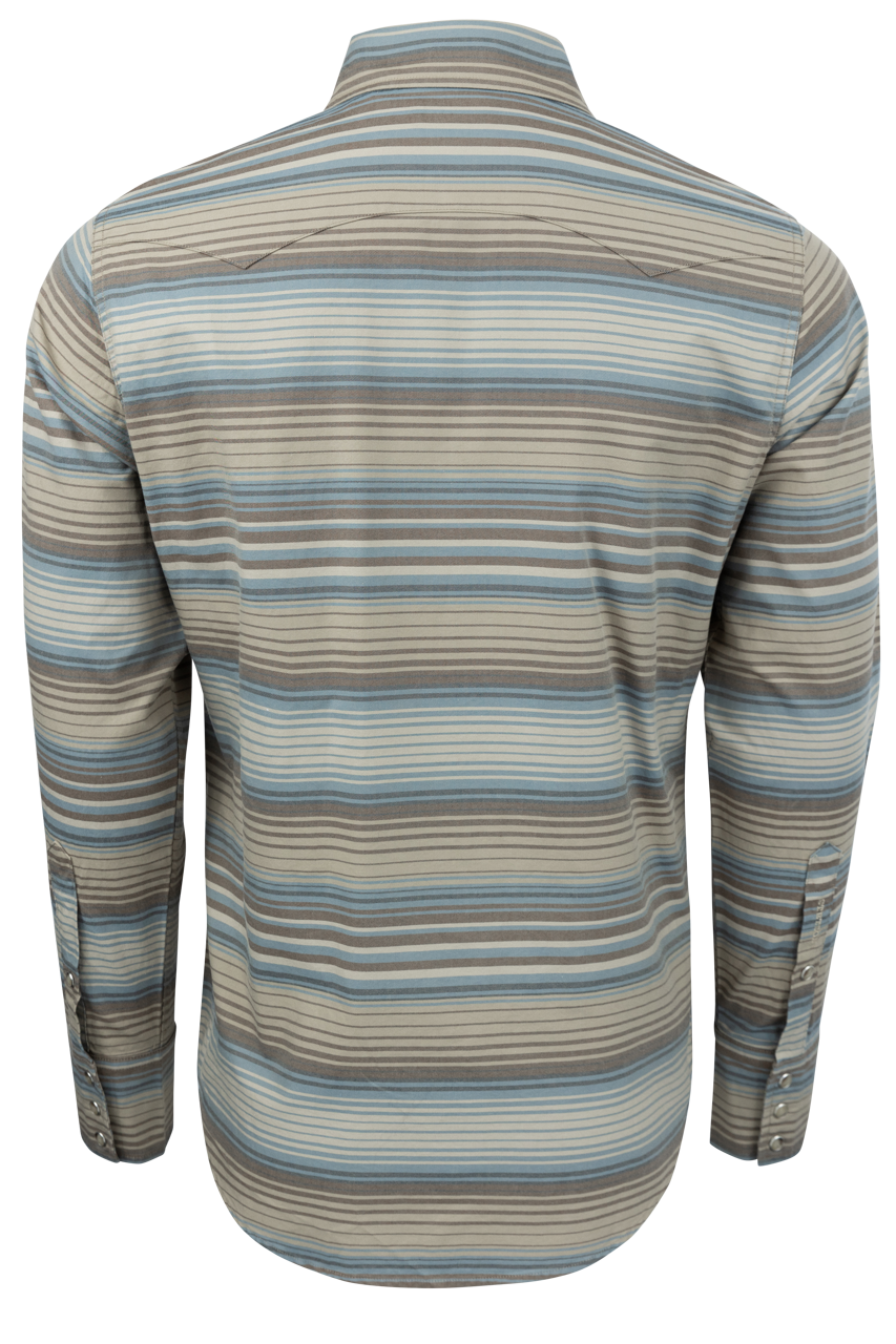 Stetson Men's Serape Stripe Snap Front Shirt - Sand/Indigo