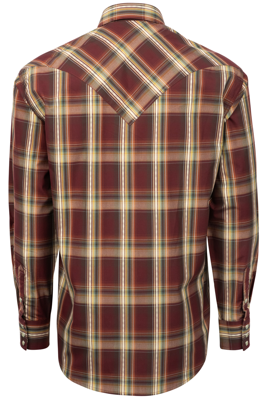 Stetson Men's Classic Plaid Snap Front Shirt - Wine