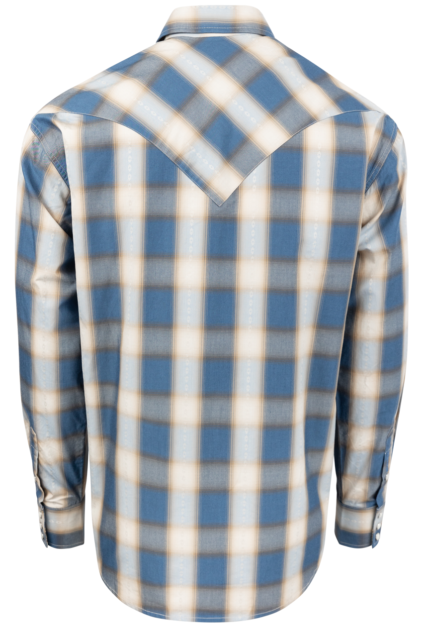 Stetson Men's Plaid Snap Front Shirt - Blue