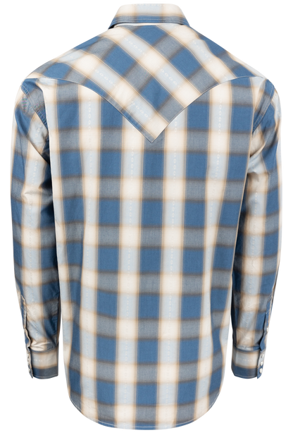 Stetson Men's Plaid Snap Front Shirt - Blue