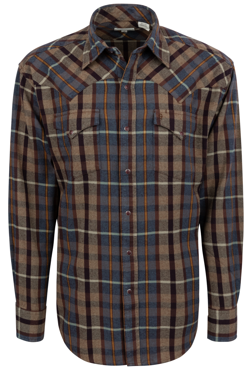 Stetson Men's Flannel Snap Front Shirt - Brown